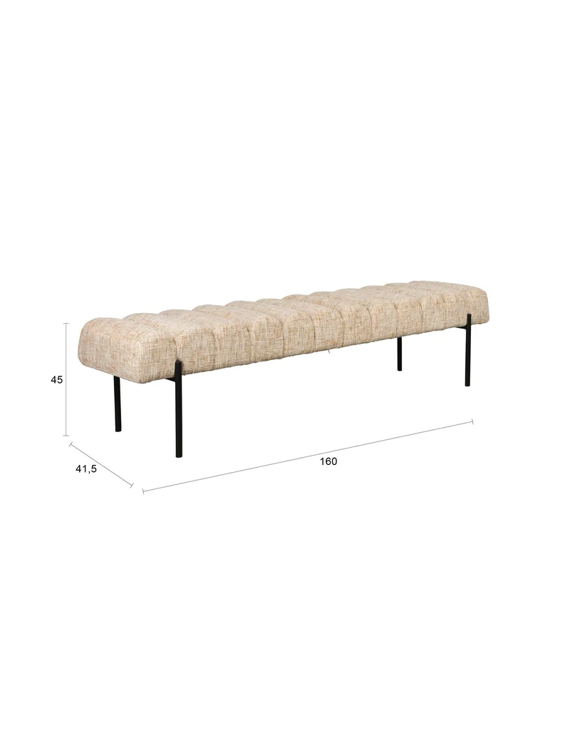 Sitzbank Jethro 160 cm in Beige mit Polsterbezug für Esszimmer