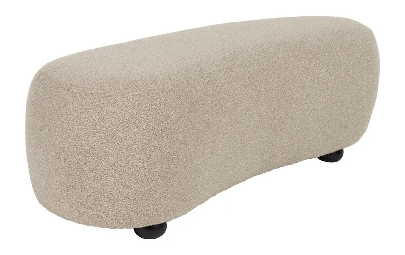 Hocker Noxx Beige mit Teddy-Stoff, 2 Sitzplätze für Wohnzimmer
