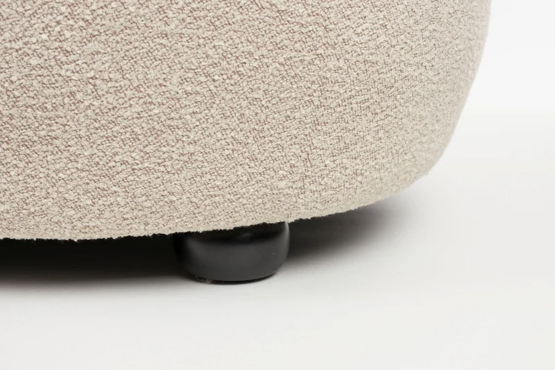Hocker Noxx Beige mit Teddy-Stoff, 2 Sitzplätze für Wohnzimmer