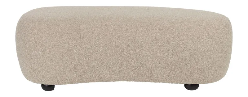 Hocker Noxx Beige mit Teddy-Stoff, 2 Sitzplätze für Wohnzimmer