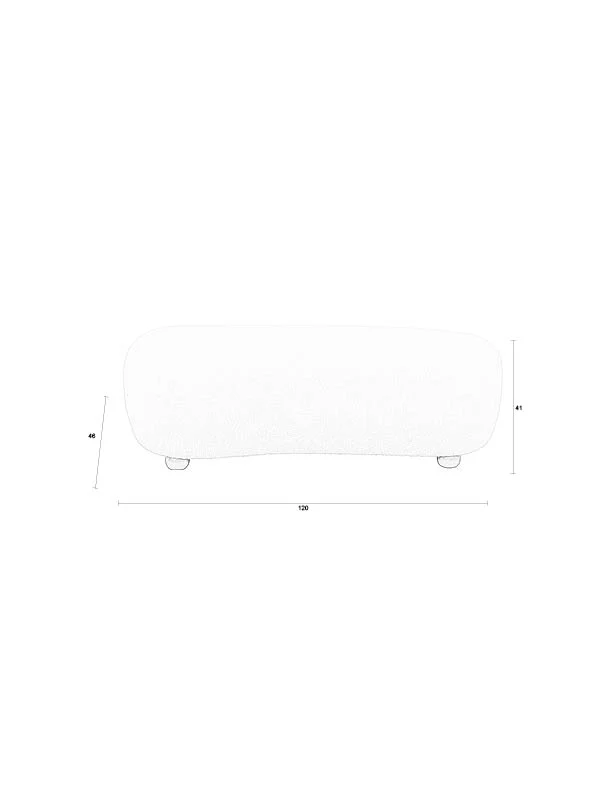 Hocker Noxx Beige mit Teddy-Stoff, 2 Sitzplätze für Wohnzimmer
