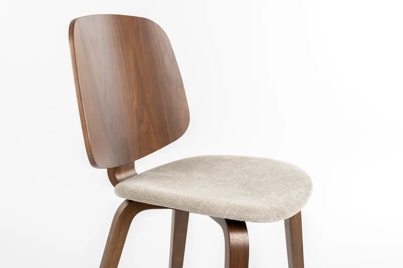 Esszimmerstuhl Walden im 2er-Set, Beige mit Gestell aus Gummibaumholz