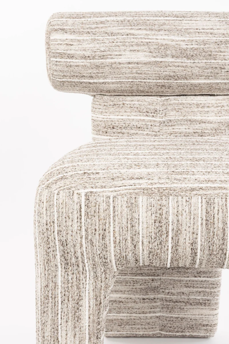 Esszimmerstuhl Vana im Dreibein-Design mit gestreiftem Bezug, Beige