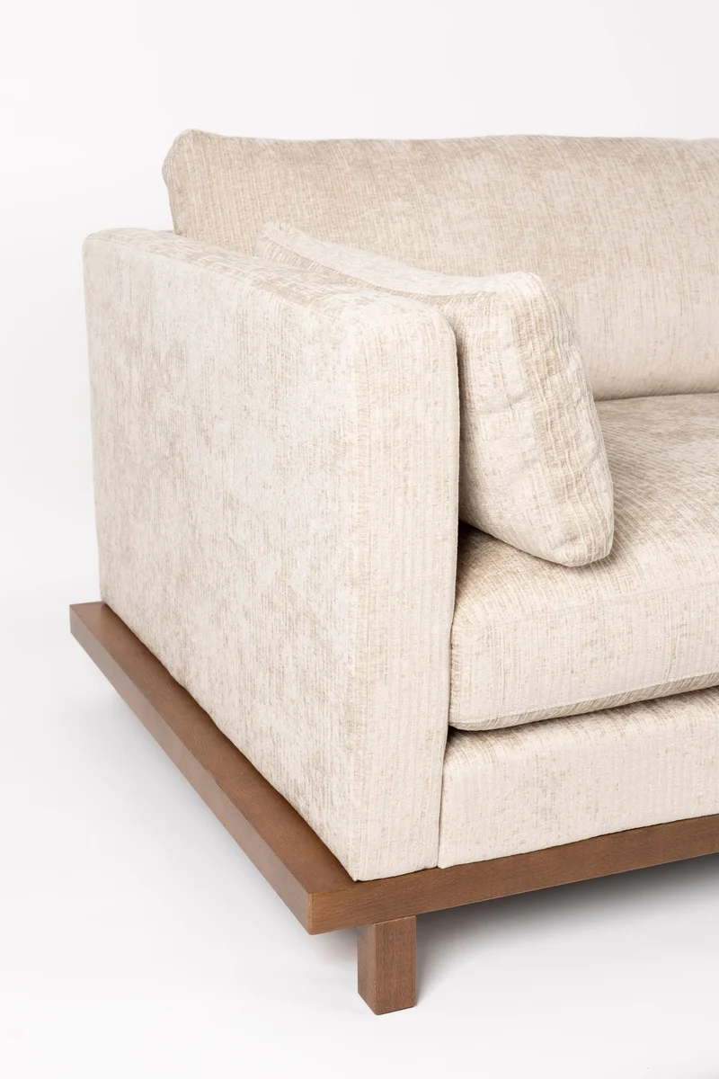Sofa Blossom 4,5-Sitzer Sand mit Eichenholz-Gestell im Japandi-Design