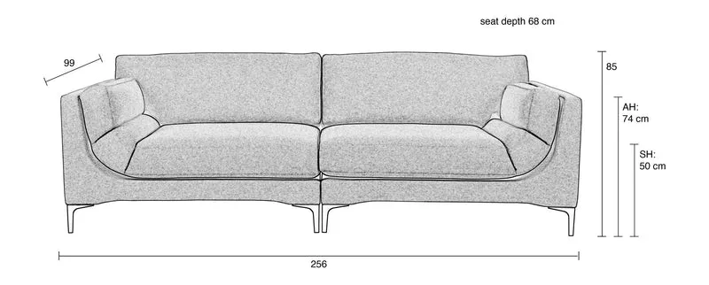 Sofa Balcony 3-Sitzer Beige mit Stahl-Holz-Gestell von Zuiver