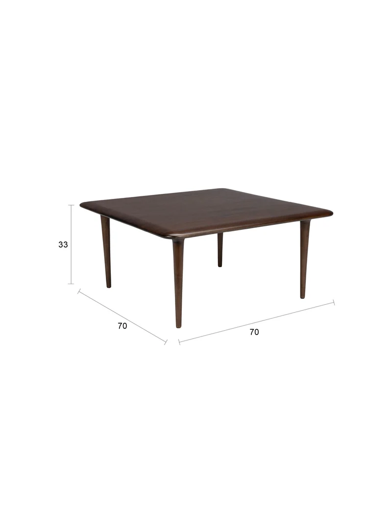 Couchtisch Elroy Square Dutchbone aus Gummibaumholz, Walnussbraun