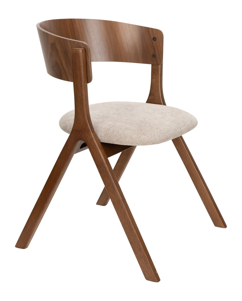 Esszimmerstuhl Bresso im 2er-Set, Beige mit Gummibaumholz-Gestell