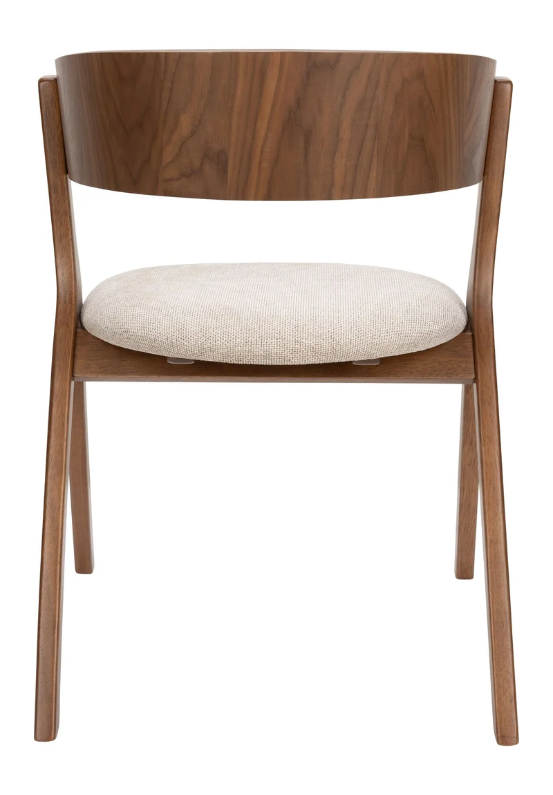 Esszimmerstuhl Bresso im 2er-Set, Beige mit Gummibaumholz-Gestell