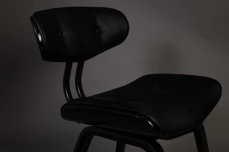 Esszimmerstuhl Blackwood in Schwarz mit PU-Leder-Sitz, Metallgestell