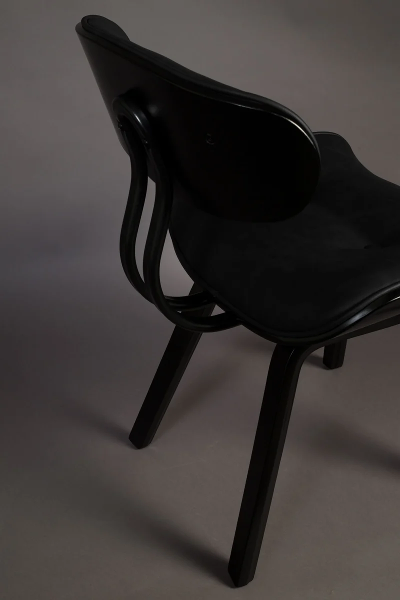 Esszimmerstuhl Blackwood in Schwarz mit PU-Leder-Sitz, Metallgestell