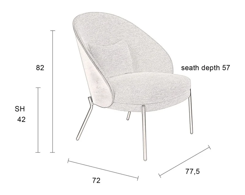 Loungesessel Rodin Beige mit Eschenholz-Gestell im Retro-Design