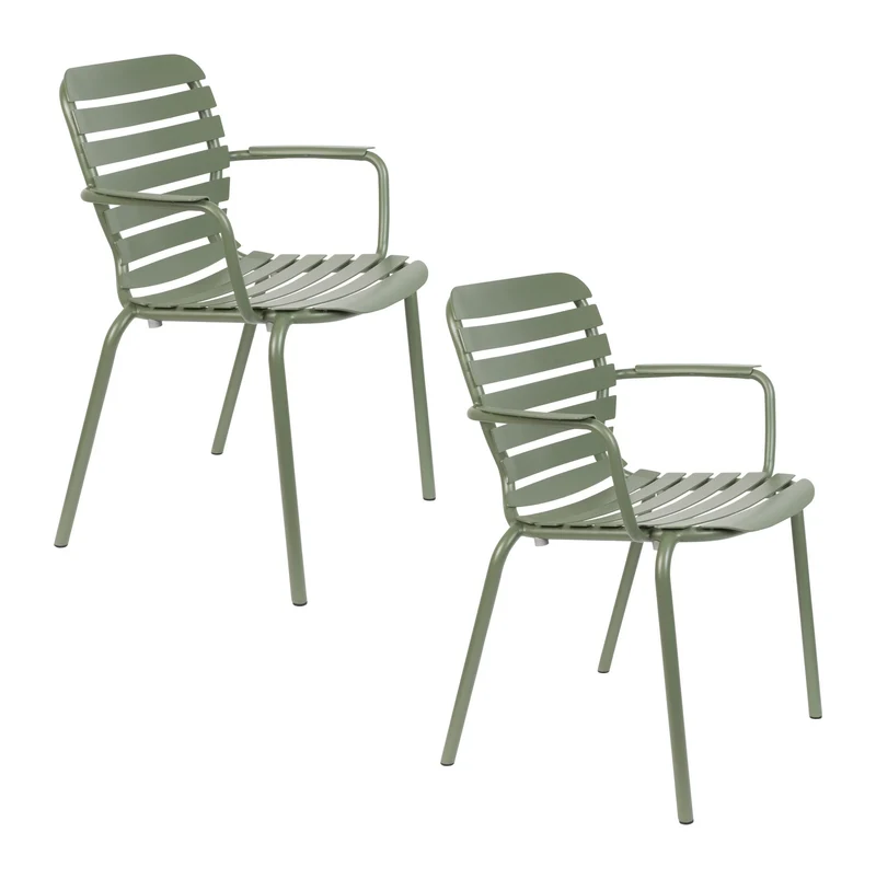 Gartensessel Vondel im 2er-Set, Grün aus Aluminium von Zuiver