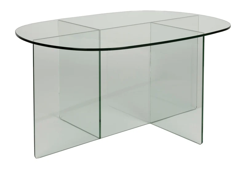 Couchtisch Linea Transparent aus Glas mit ovaler Platte von Zuiver