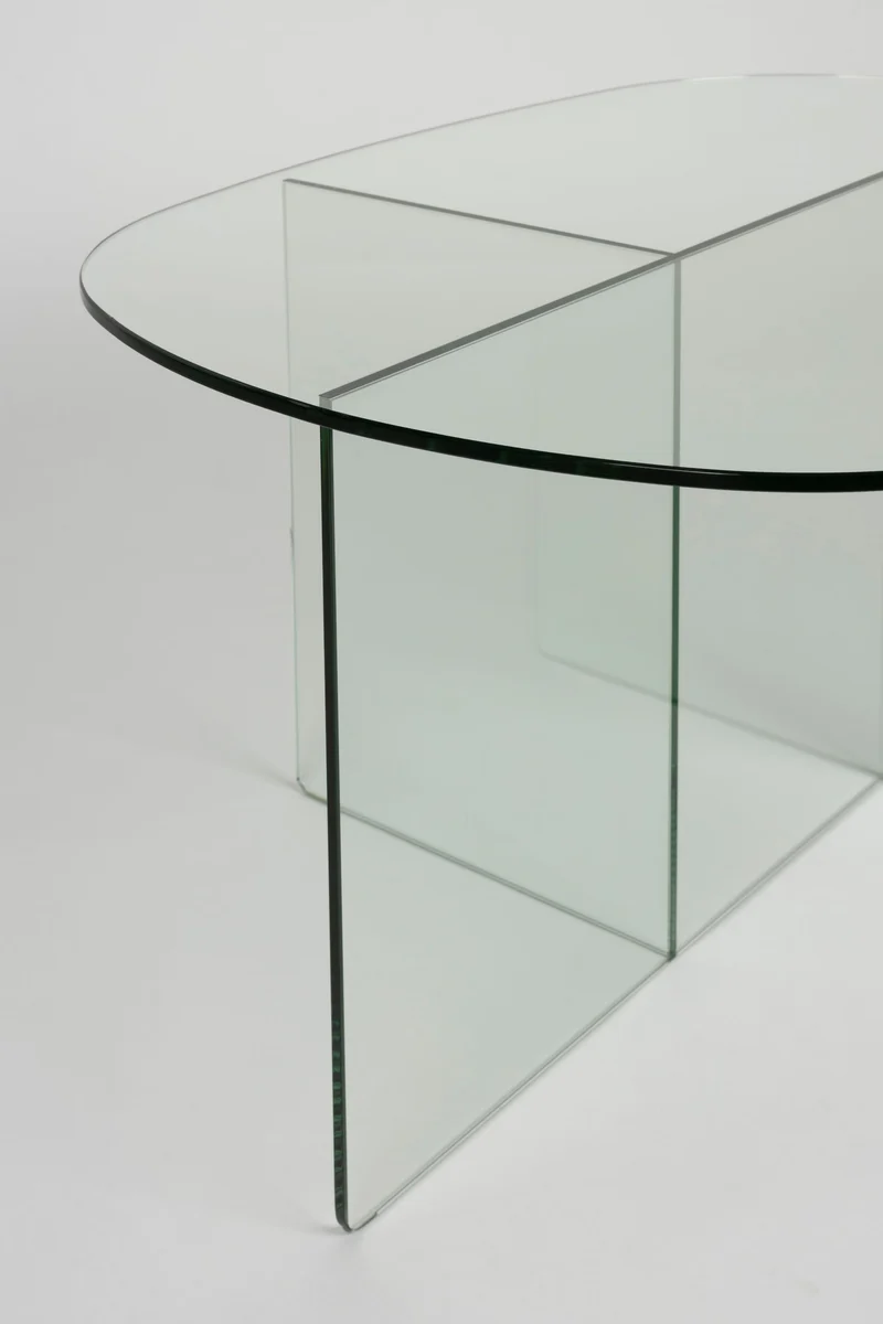 Couchtisch Linea Transparent aus Glas mit ovaler Platte von Zuiver