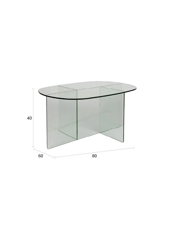 Couchtisch Linea Transparent aus Glas mit ovaler Platte von Zuiver