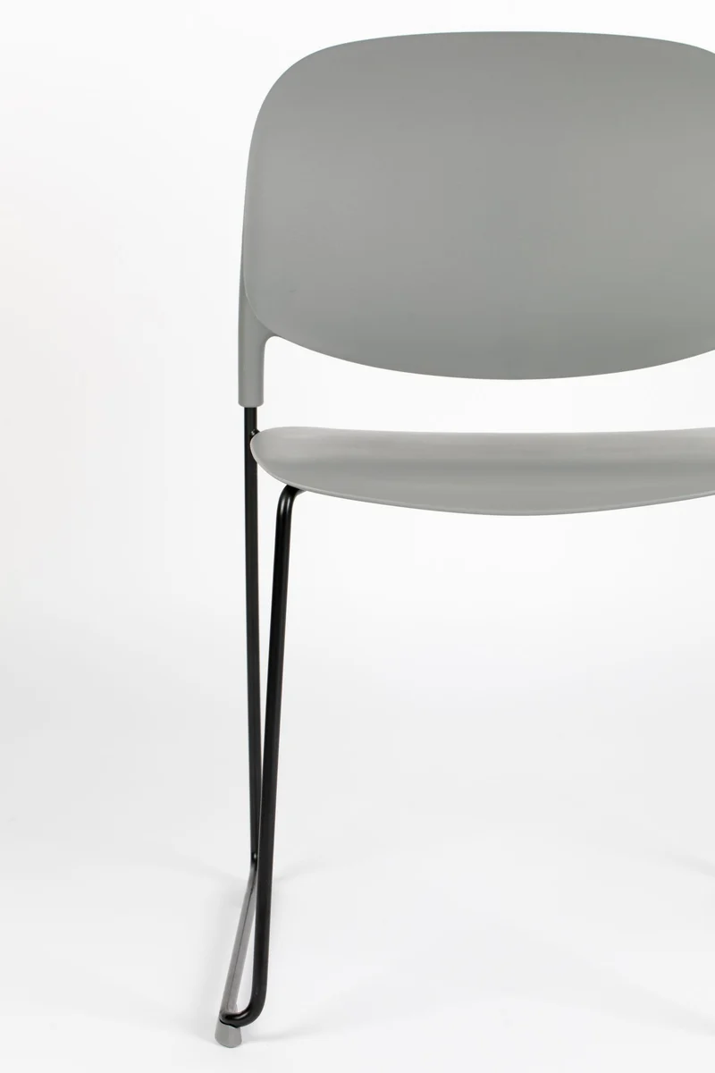 Esszimmerstuhl Stacks im 4er-Set, Grau, stapelbar aus Kunststoff