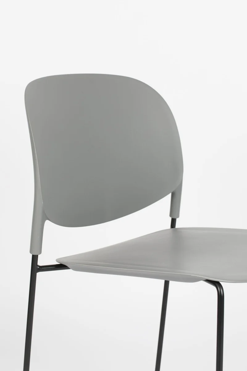 Esszimmerstuhl Stacks im 4er-Set, Grau, stapelbar aus Kunststoff