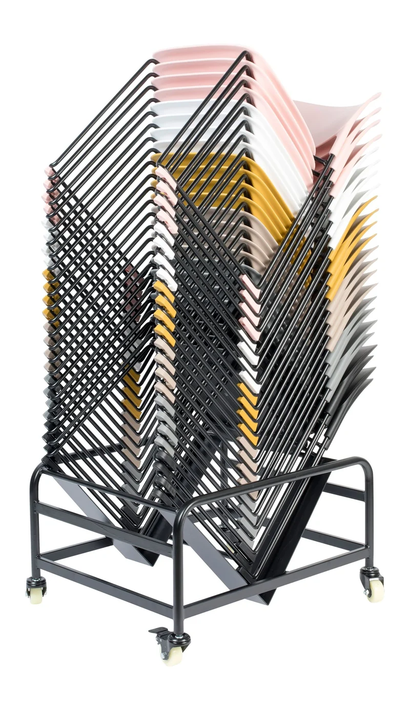 Esszimmerstuhl Stacks im 4er-Set, Grau, stapelbar aus Kunststoff