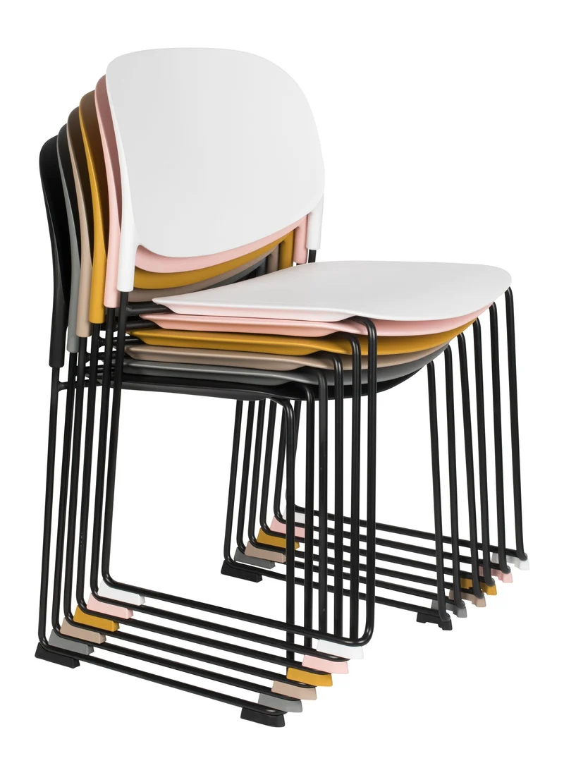 Esszimmerstuhl Stacks im 4er-Set, Grau, stapelbar aus Kunststoff