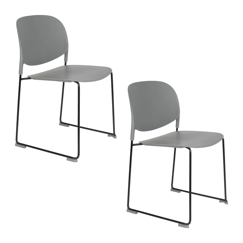 Esszimmerstuhl Stacks im 4er-Set, Grau, stapelbar aus Kunststoff