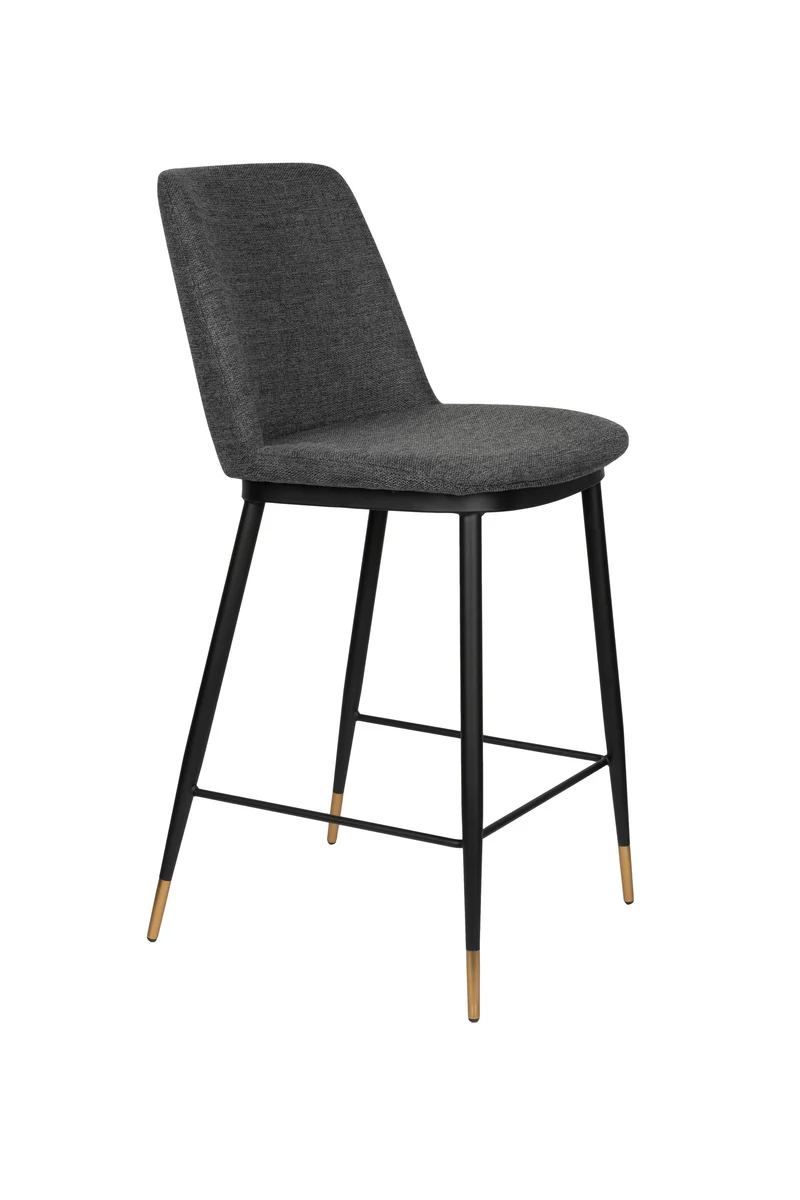 Barhocker Lionel im 2er-Set, Dunkelgrau mit Stoff und Metallgestell