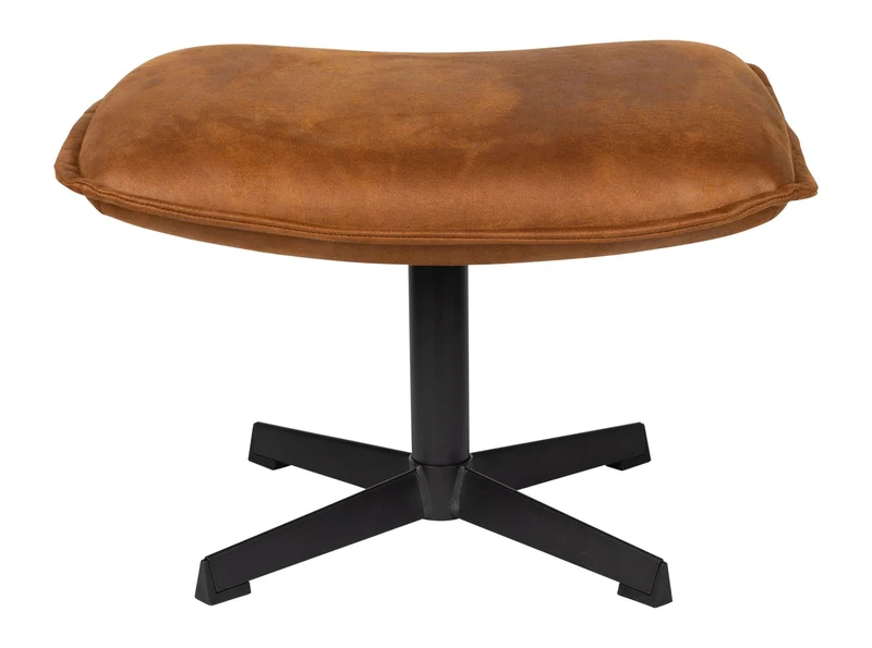 Hocker John in Cognac aus PU-Kunstleder mit stabilem Metallgestell