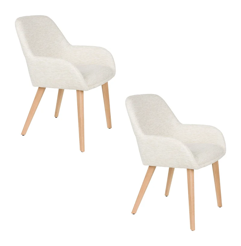 Esszimmerstuhl Loua im 2er-Set, Off-White mit Polsterschale