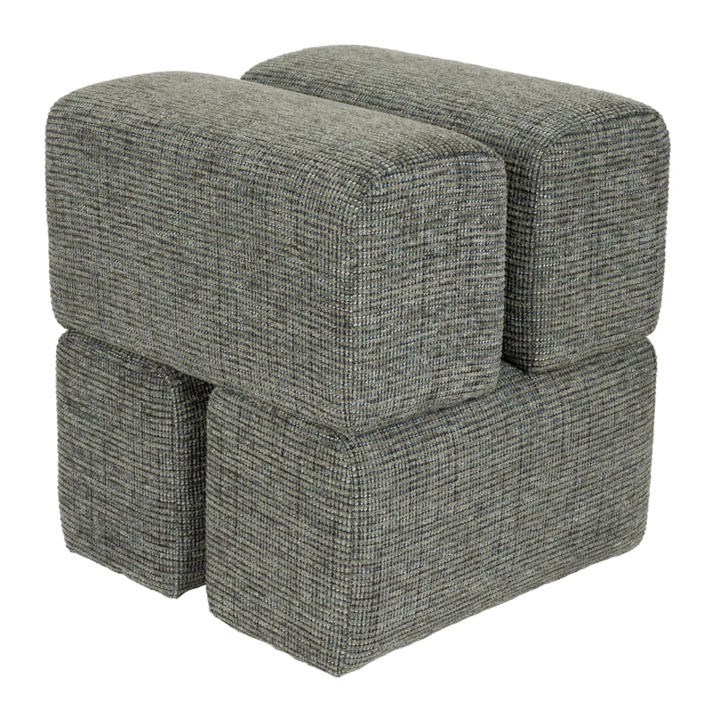 Hocker Staple im Blockdesign, Grün mit weichem Polyesterbezug
