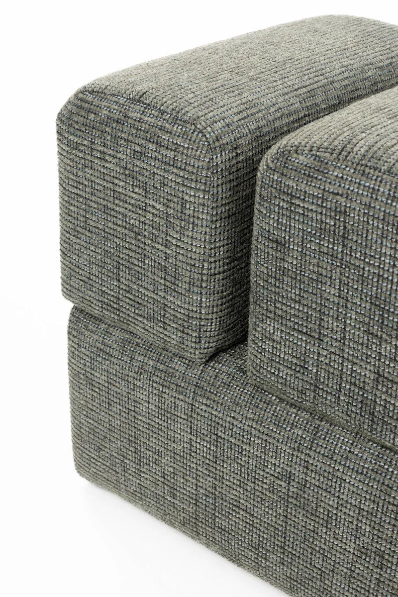 Hocker Staple im Blockdesign, Grün mit weichem Polyesterbezug