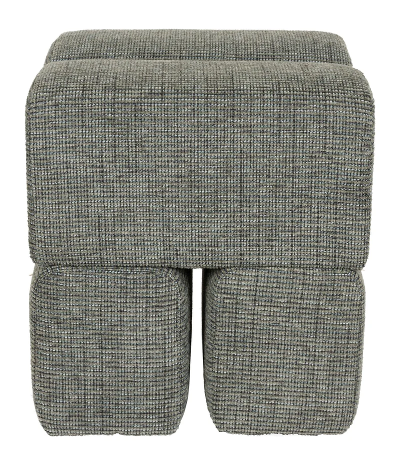 Hocker Staple im Blockdesign, Grün mit weichem Polyesterbezug