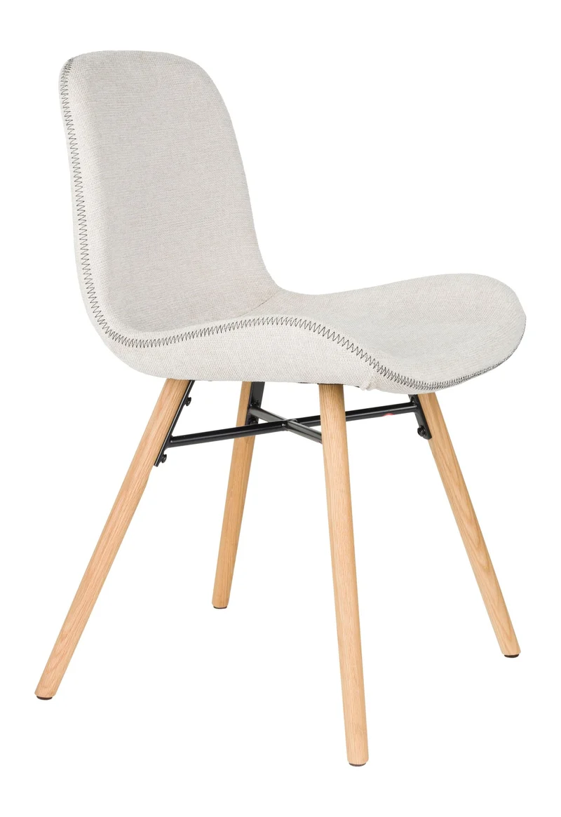 Esszimmerstuhl Lester im 2er-Set, Beige mit Eichenholz-Gestell