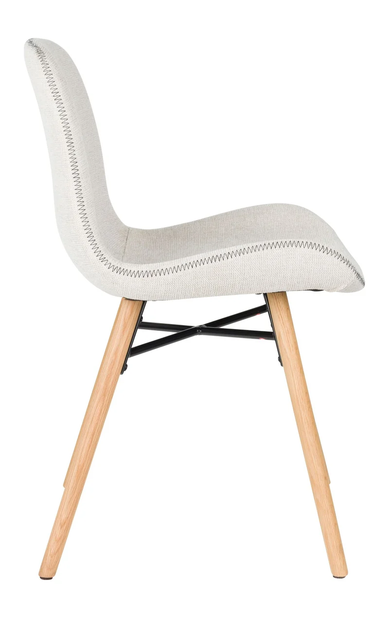 Esszimmerstuhl Lester im 2er-Set, Beige mit Eichenholz-Gestell