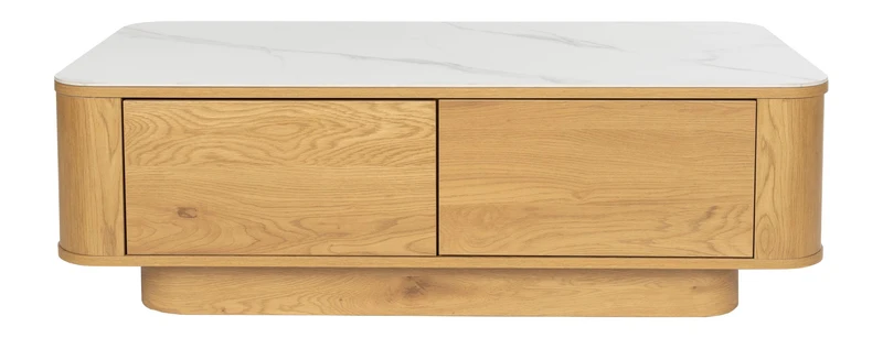 Couchtisch Almira aus Eichenholz mit 2 Schubladen, Wohnzimmertisch