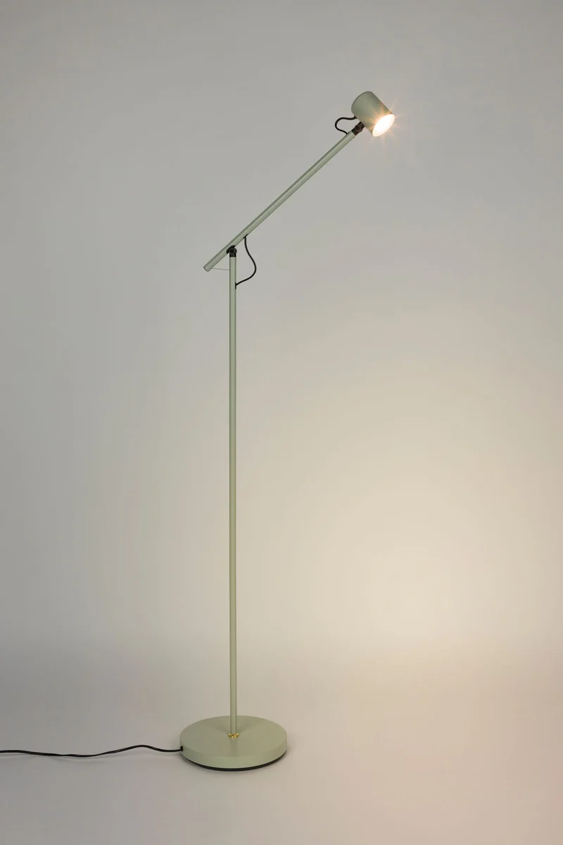 Stehlampe Aero in Grün, höhenverstellbar mit Gestell aus Metall