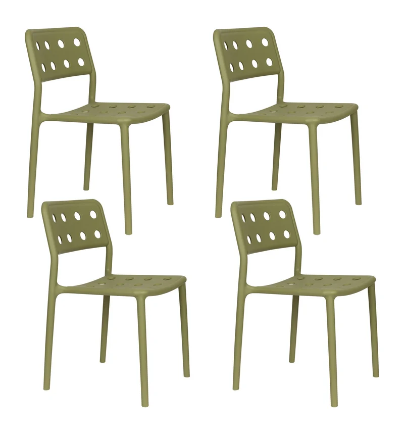 Gartenstuhl Serra im 4er-Set, Grün aus Kunststoff für Balkon