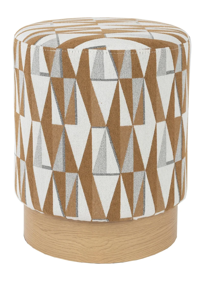 Hocker Ziggy mit Rautenmuster in Beige, Polyesterbezug für Wohnzimmer