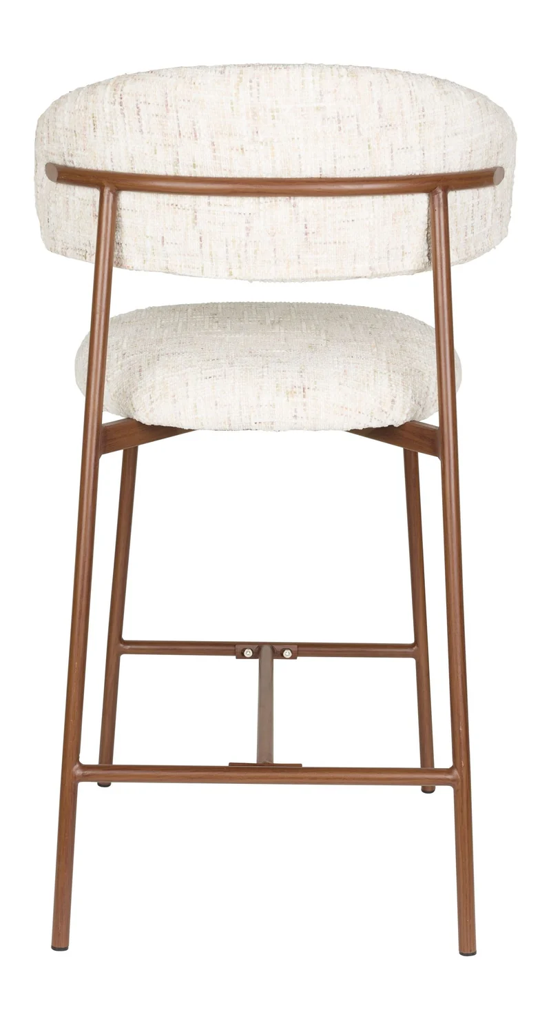 Barhocker Claes im 2er-Set, Off-White mit Eisengestell für Esszimmer