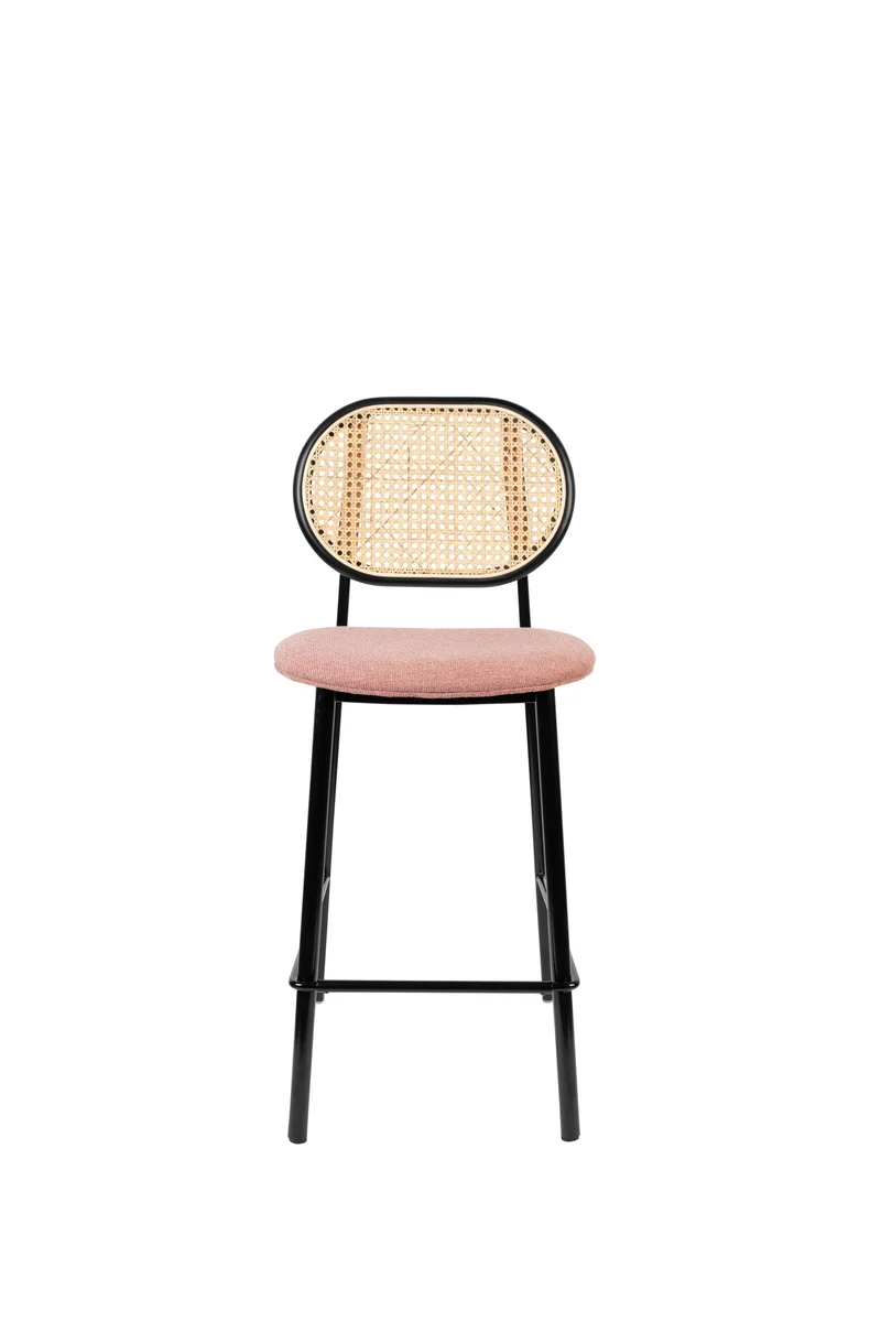 Barhocker Spike von Zuiver mit Stoffbezug in Rosa, Stahlgestell