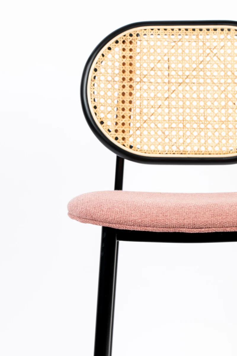 Barhocker Spike von Zuiver mit Stoffbezug in Rosa, Stahlgestell