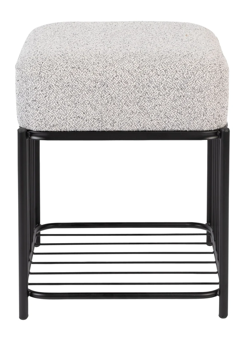 Hocker Milou Square, Grau mit gepolsterter Sitzfläche für Wohnzimmer