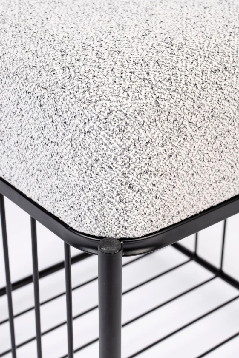 Hocker Milou Square, Grau mit gepolsterter Sitzfläche für Wohnzimmer