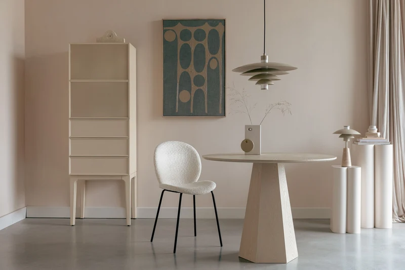 Esstisch Pilar Rund aus Eschenfurnier in Beige, Ø100 cm, Zuiver