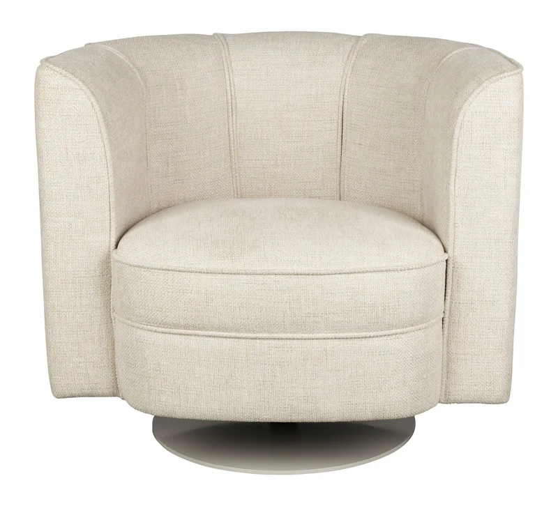 Loungesessel Flower Beige mit drehbarem Gestell im Boho-Retro-Stil