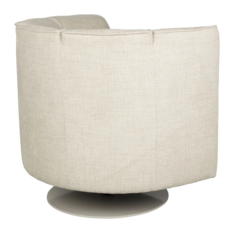 Loungesessel Flower Beige mit drehbarem Gestell im Boho-Retro-Stil