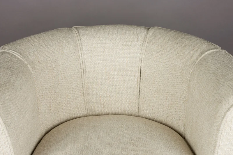 Loungesessel Flower Beige mit drehbarem Gestell im Boho-Retro-Stil
