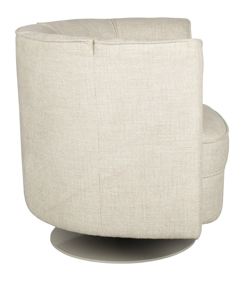 Loungesessel Flower Beige mit drehbarem Gestell im Boho-Retro-Stil