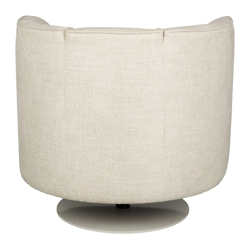 Loungesessel Flower Beige mit drehbarem Gestell im Boho-Retro-Stil