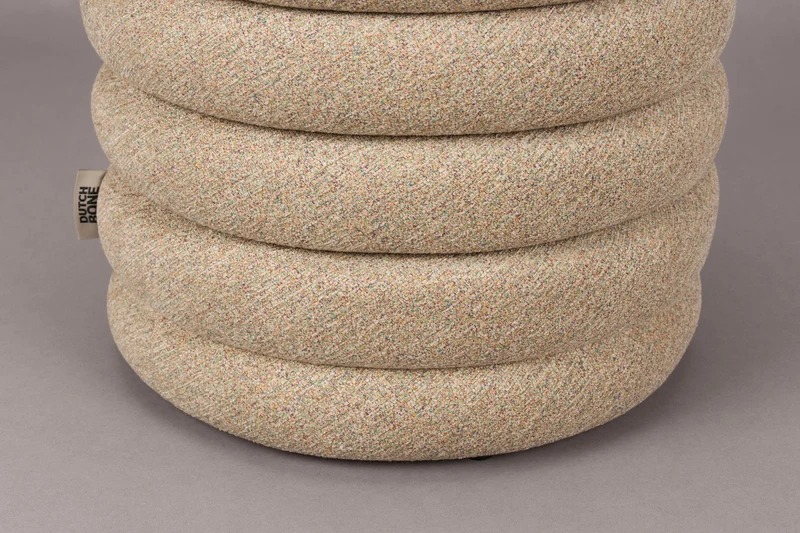 Sitzhocker Fern Beige mit Bouclé-Bezug im Boho-Chic von Dutchbone