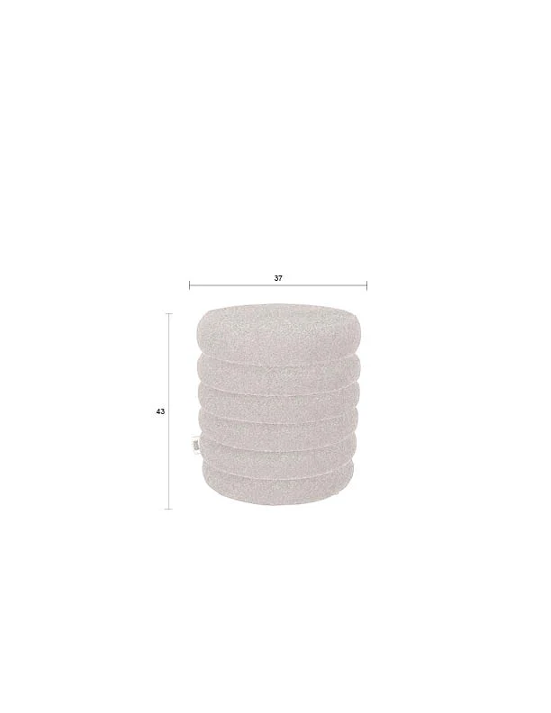 Sitzhocker Fern Beige mit Bouclé-Bezug im Boho-Chic von Dutchbone