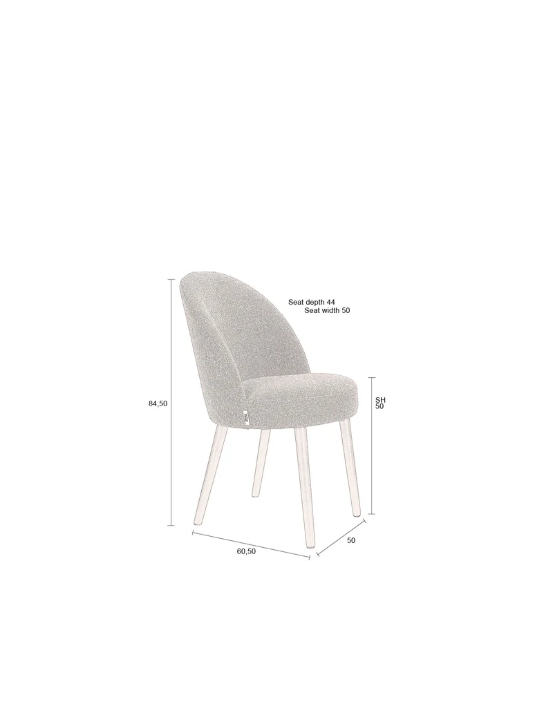 Esszimmerstuhl Barbara im 2er-Set, Beige mit Bouclé-Bezug Dutchbone